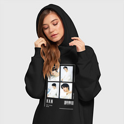 Женское худи-платье Han stray kids cute, цвет: черный — фото 2