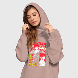 Женское худи-платье Человек-бензопила - Makima, цвет: пыльно-розовый — фото 2