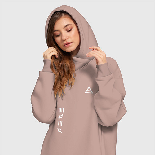 Женская толстовка-платье Глифы и логотип 30 Seconds to Mars / Пыльно-розовый – фото 3