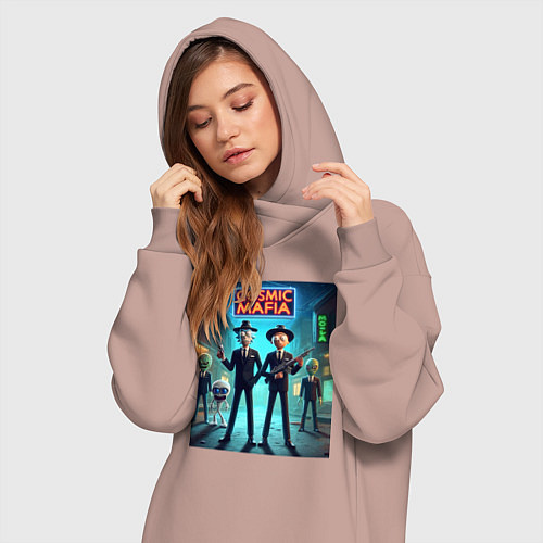 Женская толстовка-платье Rick and Morty - cosmic mafia / Пыльно-розовый – фото 3