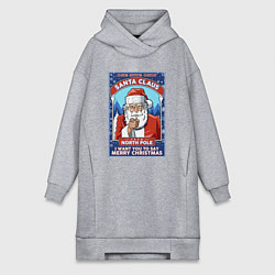 Женское худи-платье Santa Claus north pole, цвет: меланж