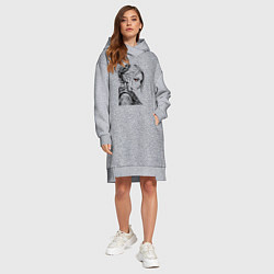 Женское худи-платье Девушка с алыми глазами, цвет: меланж — фото 2