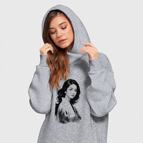 Женская толстовка-платье Азиатская девушка в кимоно / Меланж – фото 3