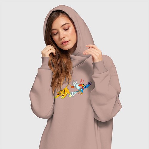 Женская толстовка-платье Simba и попуг Зазу - The Lion King / Пыльно-розовый – фото 3