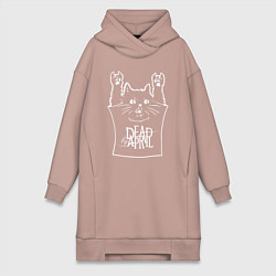 Женское худи-платье Dead by April - cat rock, цвет: пыльно-розовый