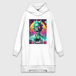 Женская толстовка-платье Кибер Рик и Морти на мотоцикле