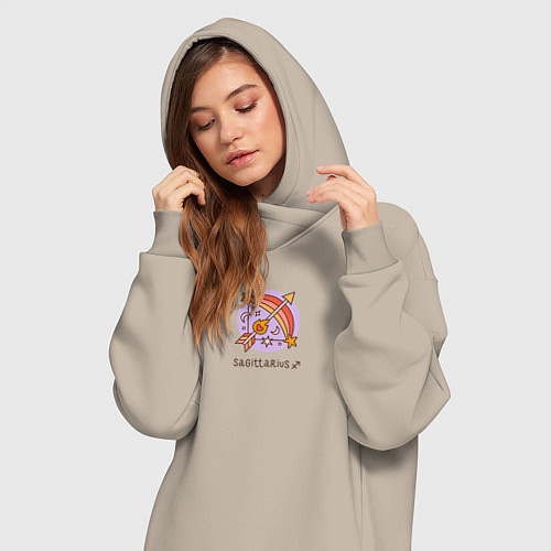 Женская толстовка-платье Знак зодиака Стрелец / Миндальный – фото 3