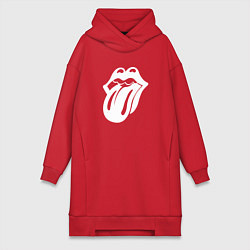 Женское худи-платье Rolling Stones - white logo, цвет: красный