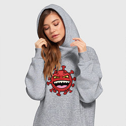 Женское худи-платье Смеющийся вирус, цвет: меланж — фото 2