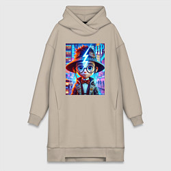 Женское худи-платье Гарри Поттер юниор - неоновое свечение, цвет: миндальный