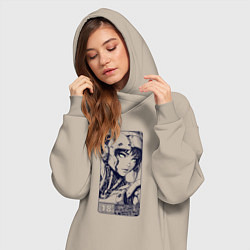 Женское худи-платье Футуристичная кибернетическая девушка, цвет: миндальный — фото 2