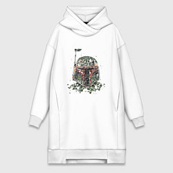 Женская толстовка-платье Мандалорский шлем мазайка