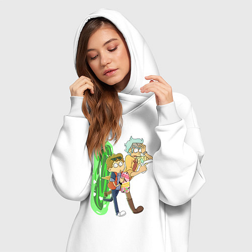 Женская толстовка-платье Рик и морти назад в будущее / Белый – фото 3