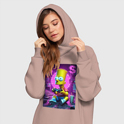 Женское худи-платье Bart Simpson - cool gamer, цвет: пыльно-розовый — фото 2