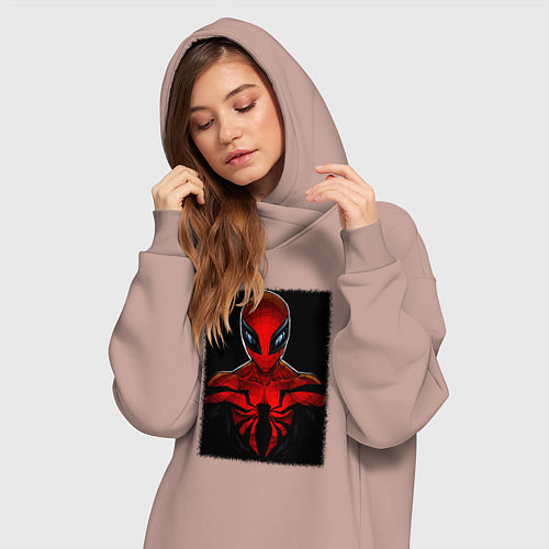 Женская толстовка-платье Человек паук майлз моралес / Пыльно-розовый – фото 3