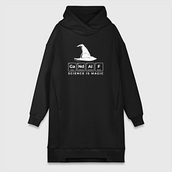 Женское худи-платье Gendalf science is magic, цвет: черный