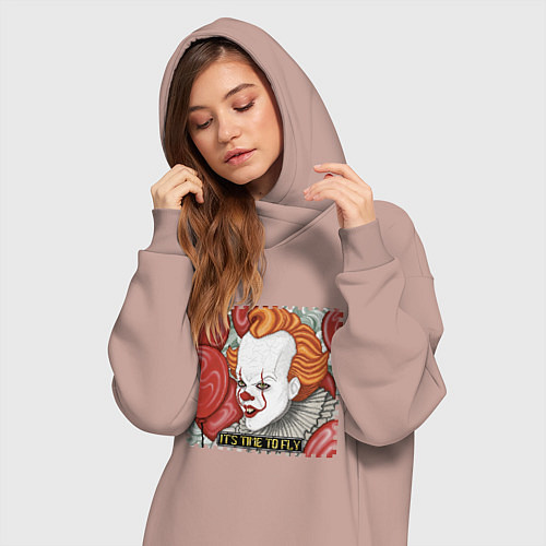 Женская толстовка-платье Пиксельный Пеннивайз / Пыльно-розовый – фото 3