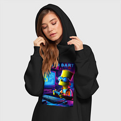 Женское худи-платье Cyber Bart is an avid gamer, цвет: черный — фото 2