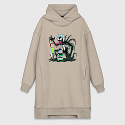 Женское худи-платье Morty and Rick-Venom - ai art fantasy, цвет: миндальный