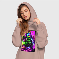 Женское худи-платье Counter Strike go - neon revolution, цвет: пыльно-розовый — фото 2