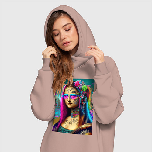 Женская толстовка-платье The Gioconda of our days is eclectic / Пыльно-розовый – фото 3