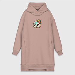 Женская толстовка-платье Череп в сомбреро