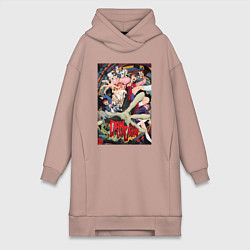 Женское худи-платье Dandadan: All Persons, цвет: пыльно-розовый