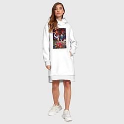 Женское худи-платье Дандадан: Момо и Кэн, цвет: белый — фото 2