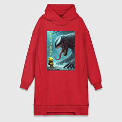 Женское худи-платье Baby and Symbiote - we are a Venom meme, цвет: красный