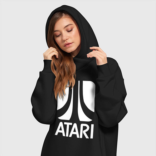 Женская толстовка-платье Atari logo white / Черный – фото 3