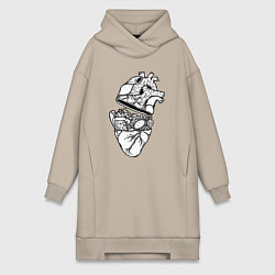 Женская толстовка-платье Сердце фастфуда