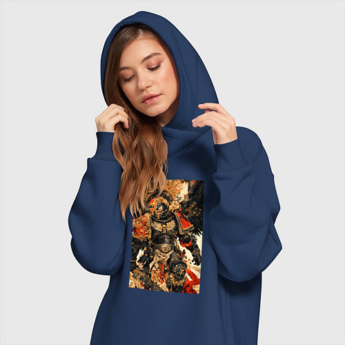 Женская толстовка-платье Вархаммер арт / Тёмно-синий – фото 3