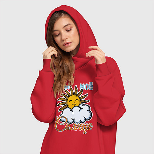 Женская толстовка-платье Ты моё солнце / Красный – фото 3