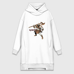 Женское худи-платье Кратос - God Of War, цвет: белый