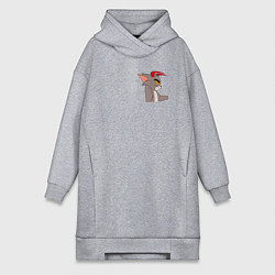 Женское худи-платье Том демон кот, цвет: меланж