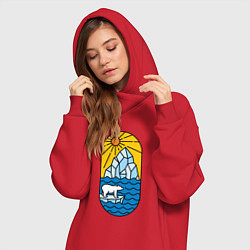 Женское худи-платье Мишка на льдине, цвет: красный — фото 2