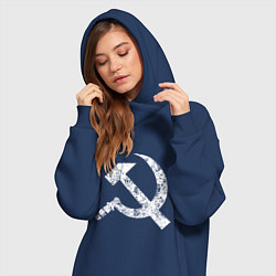 Женское худи-платье Серп и молот символ, цвет: тёмно-синий — фото 2