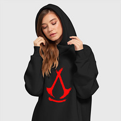 Женское худи-платье Assassins creed - shadows logotype, цвет: черный — фото 2