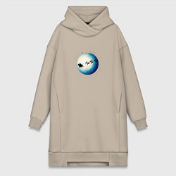 Женская толстовка-платье Санта на оленях - светлый