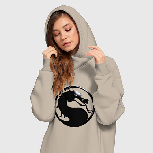 Женская толстовка-платье Смертельная битва - логотип / Миндальный – фото 3