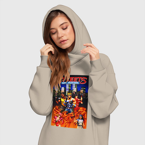 Женская толстовка-платье Streets of rage - bare knuckle / Миндальный – фото 3