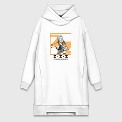 Женское худи-платье Солдат 0 Энби - Zenless Zone Zero, цвет: белый