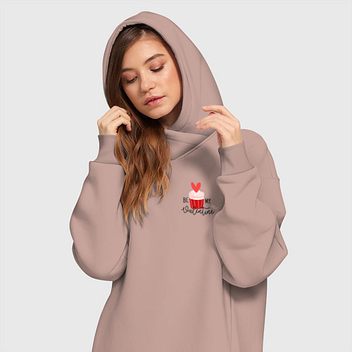 Женская толстовка-платье Будь моей валентинкой / Пыльно-розовый – фото 3