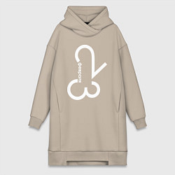 Женское худи-платье Цифры 23 февраля, цвет: миндальный