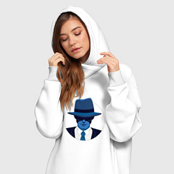 Женское худи-платье Детектив в шляпе синий, цвет: белый — фото 2