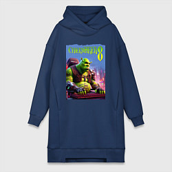 Женская толстовка-платье Кибер Шрек в татухах - прикол