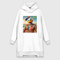 Женское худи-платье Donald Duck Trump - meme, цвет: белый
