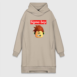 Женская толстовка-платье Sigma boy roblox head - мем Роблокс Сигма бой