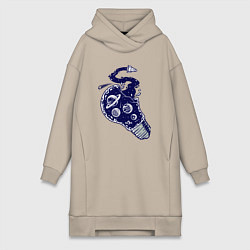 Женское худи-платье Космическая лампочка, цвет: миндальный