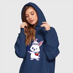 Женское худи-платье Зайка поварёнок, цвет: тёмно-синий — фото 2